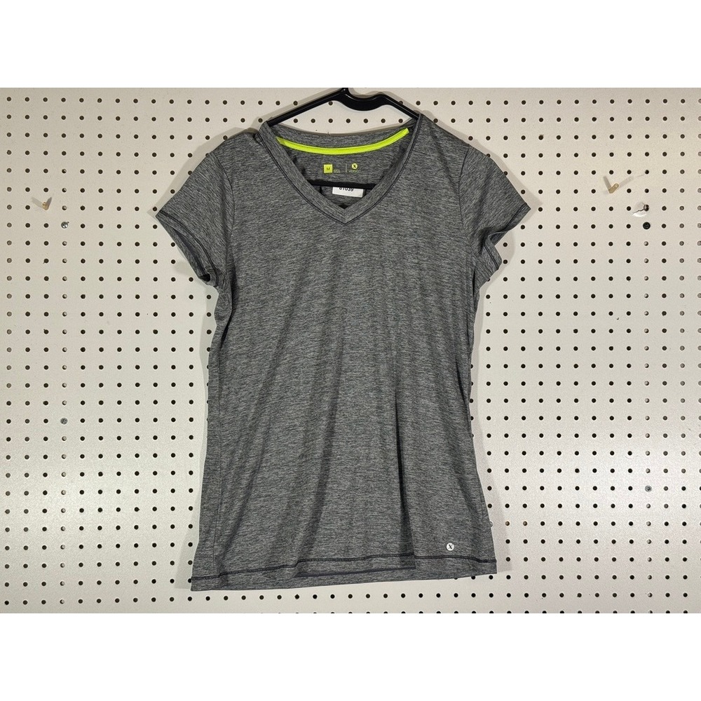 Xersion Womens Gray Heathered V-Neck Short Sleeve Activewear T-Shirt M